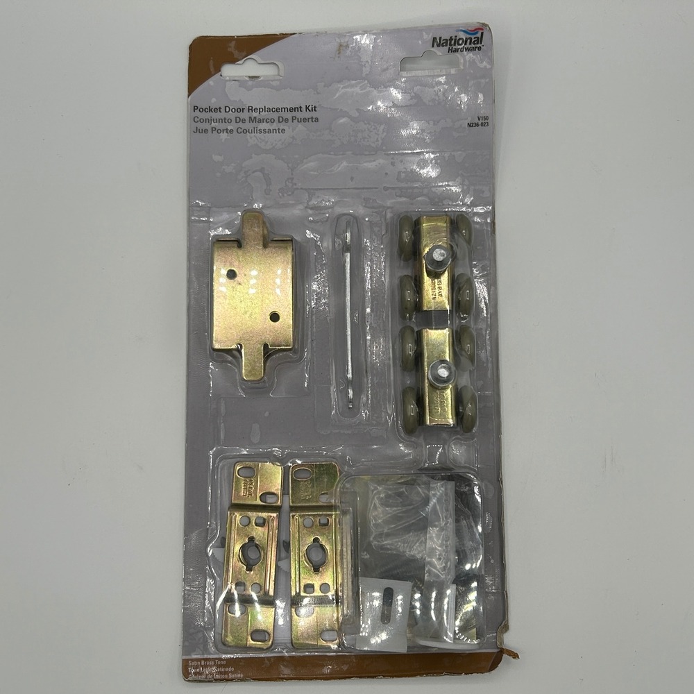 National Hardware Pocket Door Replacement Kit Satin Brass Tone V150 N236-023 NEW